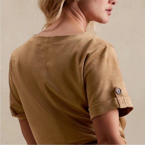 Banana Republic tan faux suede crew neck top - Picture 6 of 8